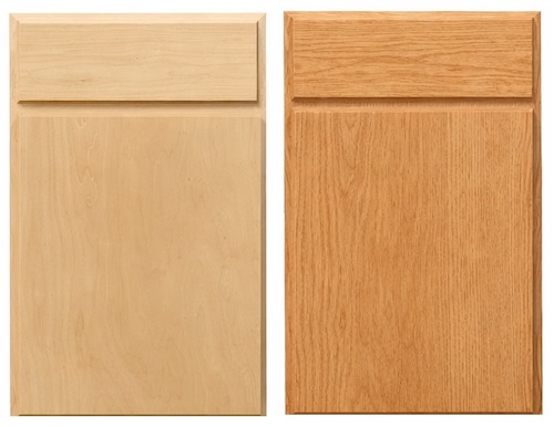 Slab doors in Maple and Oak