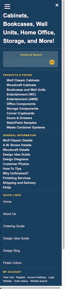Click on these hamburger menu to get to product descriptions to order