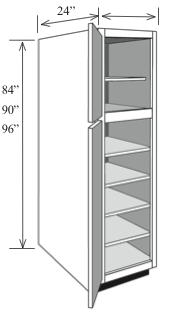 BBCA1896: Kitchen Base Utility Cabinet with Shelves, 18"w x 96"h x 24"d