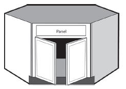 BCSB42: Kitchen Corner Sink Base Cabinet, 25 1/2"w x 34 1/2"h (42" along wall)