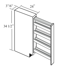 BPS03: Kitchen Base Pull-Out Spice Cabinet, 3"W x 34.5"H x 24"D