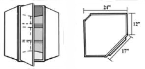 WCR2436: Kitchen Corner Diagonal Wall Cabinet, 36"h x 24" along Wall