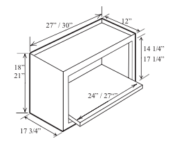 WM2718: Kitchen Microwave Box Wall Cabinet, 27"W x 18"H x 12"D