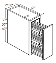 WPP1236: Kitchen Wall Pull-Out Pantry Cabinet, 12"W x 36"H x 12"D