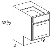 York Vanity Base Cabinet (12"W x 32.5"H x 21"D) 9" ADA-compliant toekick *Special Order