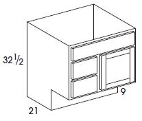 York Vanity Combo Cabinet (30"W x 32.5"H x 21"D) 9" ADA-compliant toekick *Special Order