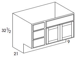 York Vanity Combo Cabinet (42"W x 32.5"H x 21"D) 9" ADA-compliant toekick *Special Order